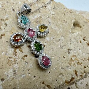 Tourmaline Cross Necklace